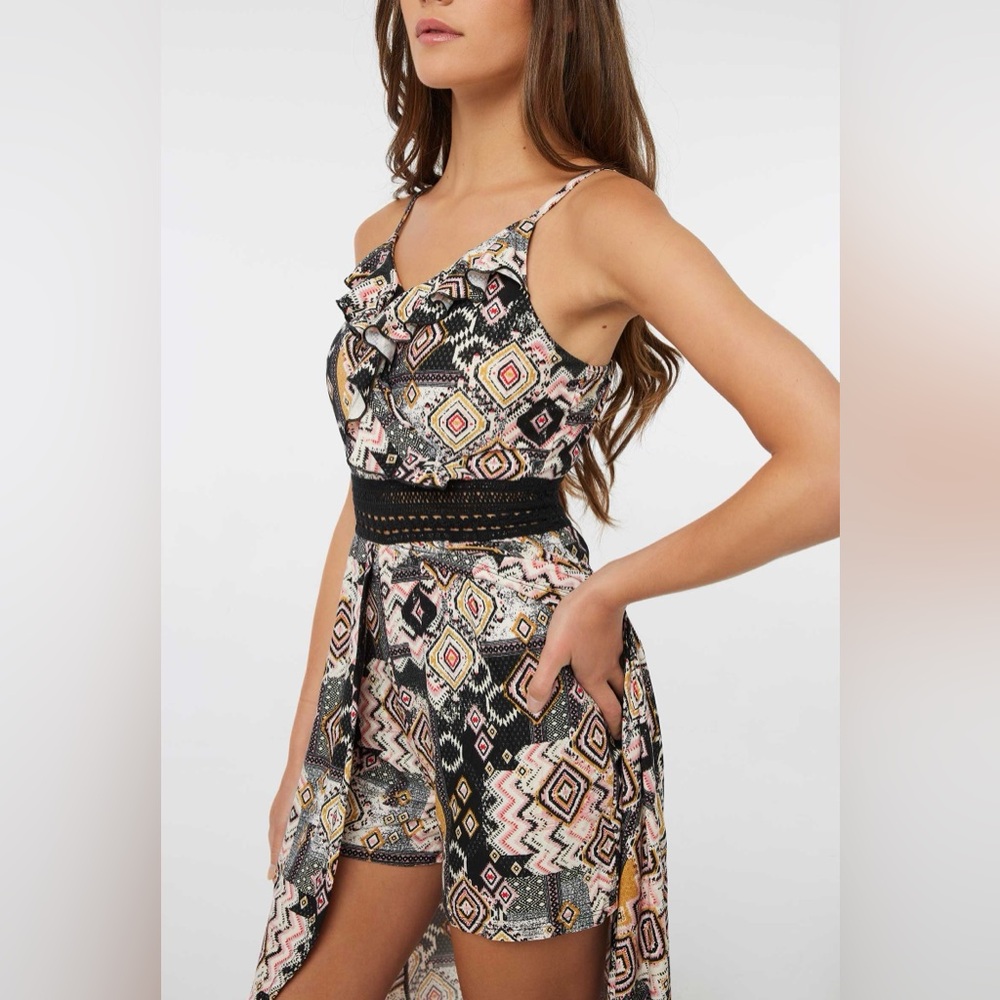 Ardene Romper Dress Womens Small Floral Maxi Overlay High Low Boho NWT - Picture 2 of 3
